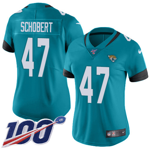 Nike Jacksonville Jaguars 47 Joe Schobert Teal Green Alternate Women Stitched NFL 100th Season Vapor Untouchable Limited Jersey